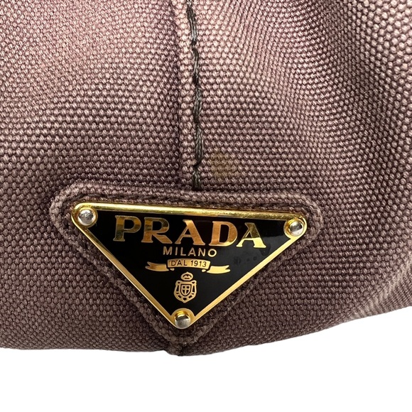PRADA Canapa Brown Canvas Fabric Removable Crossbody Strap Tote Authentic Japan - Picture 8 of 16